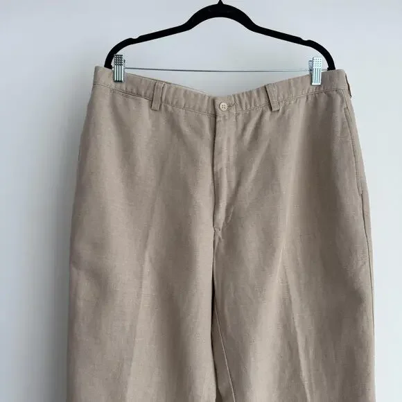 Polo Ralph Lauren Pants Mens 36x32 Khaki Tan Chino Linen Twill Made in USA